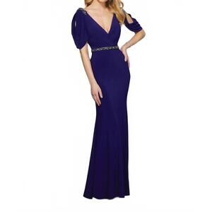 NEW MGNY crystal beaded waistline dress in amethyst
